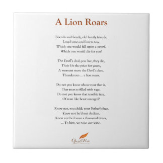 Azulejo De Cerâmica Um leão ruje o poema