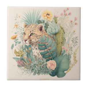 Azulejo De Cerâmica Um leopardo atrás do costume do mato