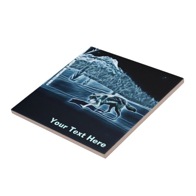 Azulejo De Cerâmica Um Lobo Na Neve (Lateral)