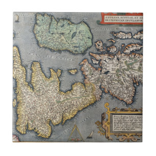 Azulejo De Cerâmica Um mapa de Grâ Bretanha 1587