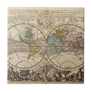 Azulejo De Cerâmica Um mapa novo do mundo inteiro com ventos de