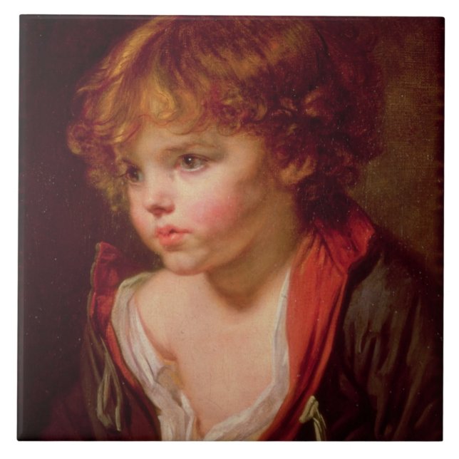 Azulejo De Cerâmica Um menino de cabelo louro com uma camisa aberta (Frente)