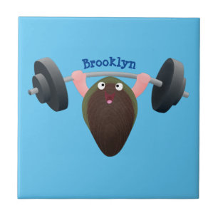 Azulejo De Cerâmica Um mexilhão engraçado trabalhando na ilustração de