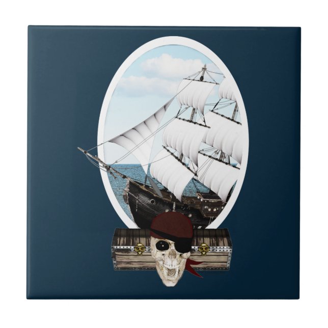 Azulejo De Cerâmica Um navio pirata (Frente)