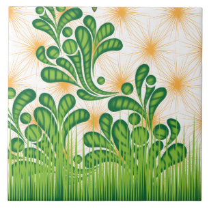 Azulejo De Cerâmica Um padrão artístico verde e dourado representando