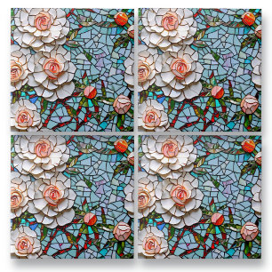 Azulejo De Cerâmica Um Padrão Bonito Faux Mosaico Floral
