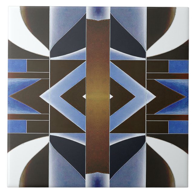 Azulejo De Cerâmica Um padrão geométrico clássico vibrante multicolori (Frente)