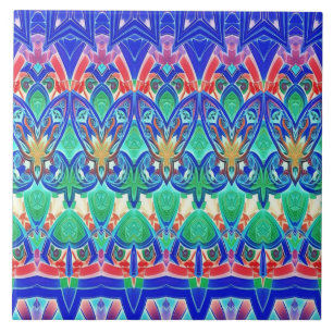 Azulejo De Cerâmica Um padrão horizontal multicolorido vintage