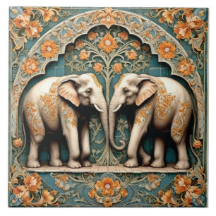 Azulejo De Cerâmica Um Par de Paquidermes