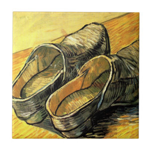 Azulejo De Cerâmica Um Par de Tamancos de Couro por Vincent van Gogh
