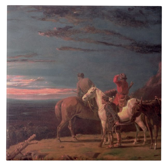 Azulejo De Cerâmica Um partido dos exploradores, 1851 (óleo em canvas) (Frente)