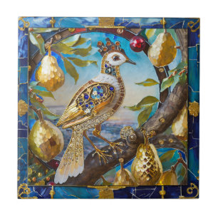 Azulejo De Cerâmica Um Partucho em uma Árvore de Pera