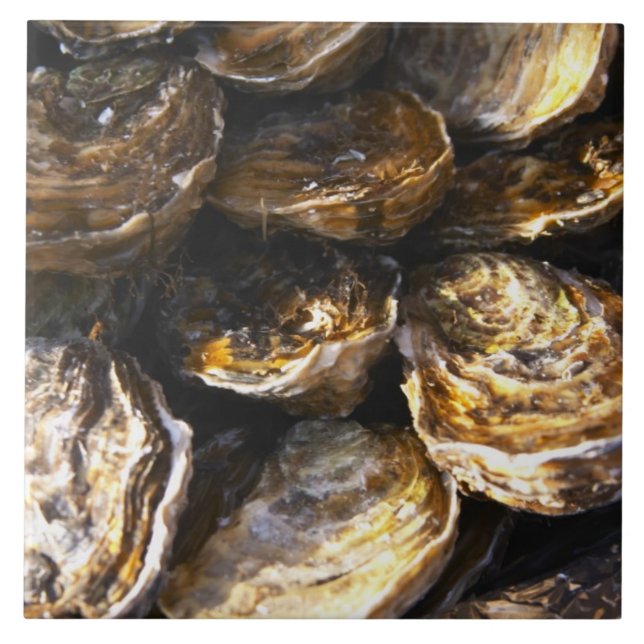 Azulejo De Cerâmica Um prato de ostras. (Frente)