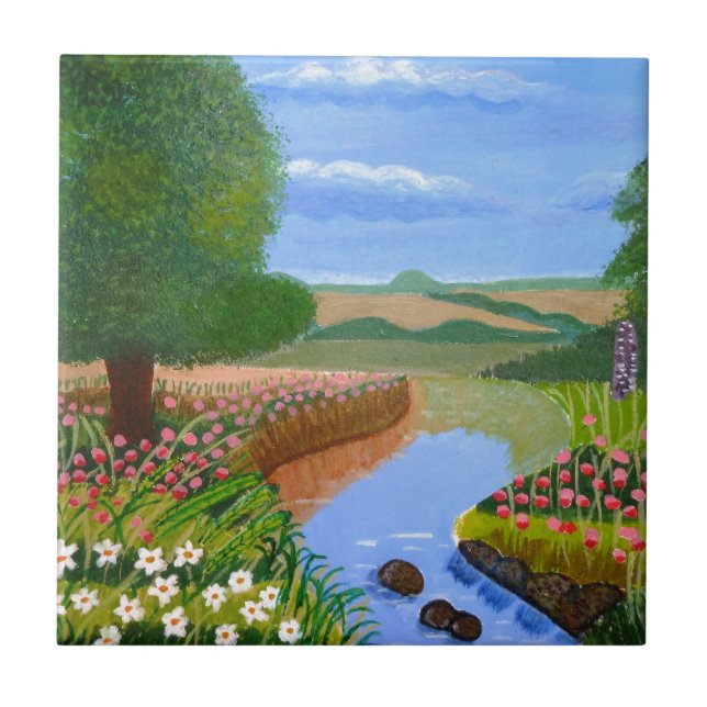 Azulejo De Cerâmica Um Primavera Stream (Frente)
