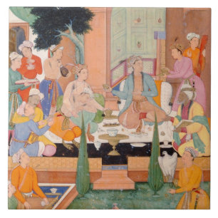 Azulejo De Cerâmica Um príncipe e os companheiros tomam rafrescamento