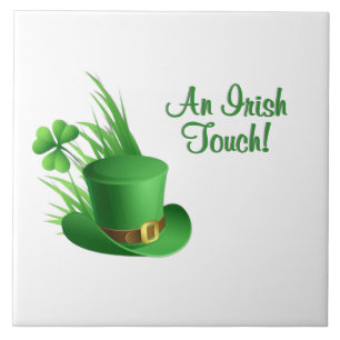 Azulejo De Cerâmica Um Toque Irlandês Chapéu de Clover Leprechaun na G