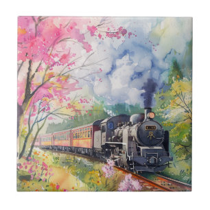 Azulejo De Cerâmica Um Trem na Primavera