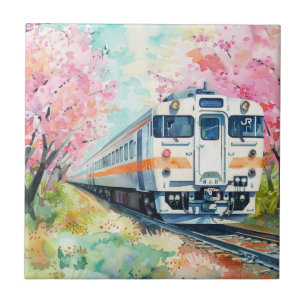 Azulejo De Cerâmica Um Trem na Primavera