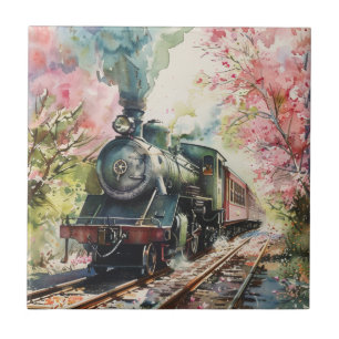 Azulejo De Cerâmica Um Trem na Primavera