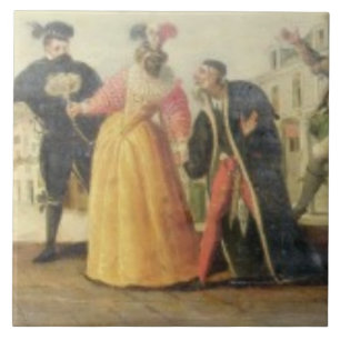 Azulejo De Cerâmica Um trupe de Commedia Dell'Arte antes de um