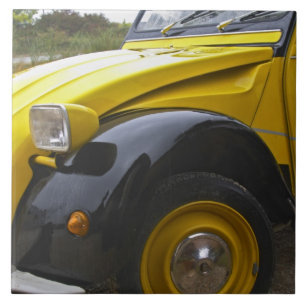 Azulejo De Cerâmica Um velho Citroen 2CV 2 CV preto e amarelo,