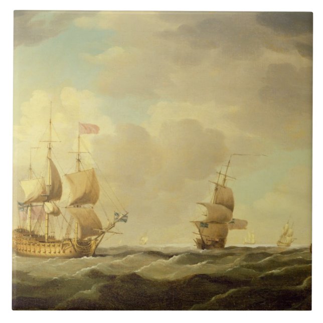 Azulejo De Cerâmica Uma capitânia inglesa sob a vela fácil em um (Frente)