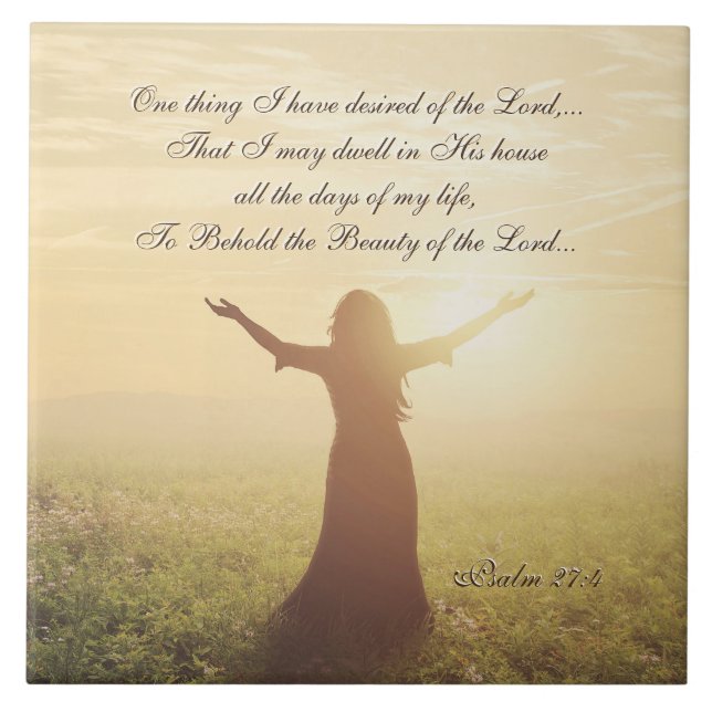 Azulejo De Cerâmica Uma coisa que eu desejei do Senhor, Salmo 27:4, (Frente)