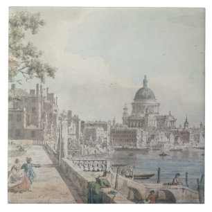 Azulejo De Cerâmica Uma cópia da parte de um desenho por Canaletto, de