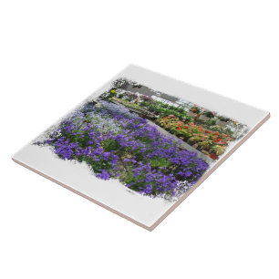 Azulejo De Cerâmica Uma Estufa Local Exibe Seus Produtos
