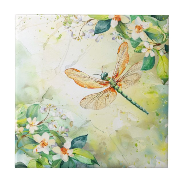 Azulejo De Cerâmica Uma Libélula de Primavera (Frente)