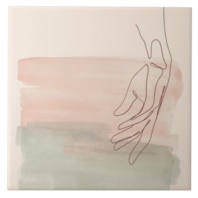 Azulejo De Cerâmica Uma mão gráfica de linha no lençol freático (Frente)