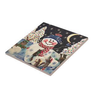 Azulejo De Cerâmica "Uma noite mágica na neve "