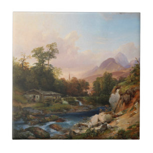 Azulejo De Cerâmica Uma paisagem de montanha com um Smithy