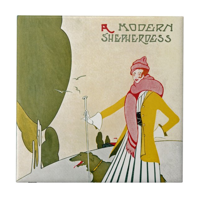 Azulejo De Cerâmica Uma Pastora Moderna (Frente)