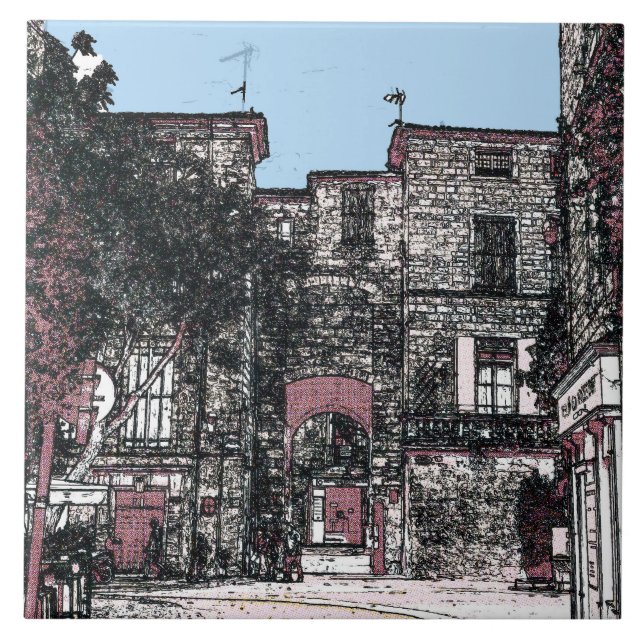 Azulejo De Cerâmica Uma rua em Pezenas, França (Frente)