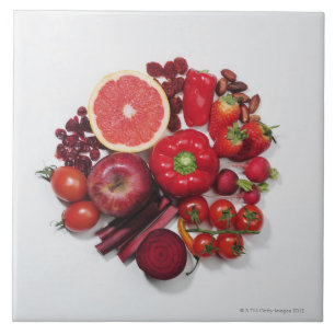 Azulejo De Cerâmica Uma seleção de frutas & de vegetais vermelhos
