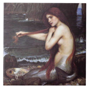 Azulejo De Cerâmica Uma Sereia de J W Waterhouse, 1901