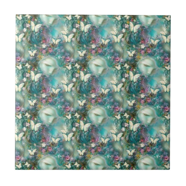 Azulejo De Cerâmica Uma Série de Borboletas Místicas Design 3 (Frente)