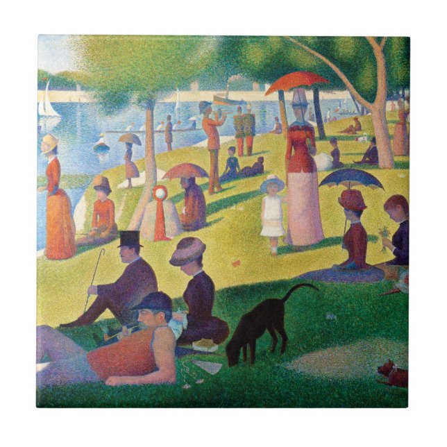 Azulejo De Cerâmica Uma tarde de domingo em La Grande Jatte por Seurat (Frente)