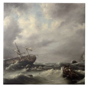 Azulejo De Cerâmica Uma tempestade no mar (óleo no painel)