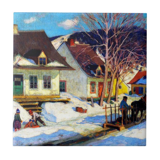 Azulejo De Cerâmica Uma Vila do Quebec - Clarence Gagnon trabalho de a (Frente)