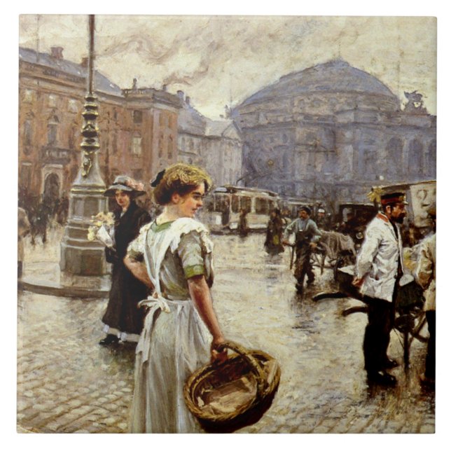 Azulejo De Cerâmica Uma visão de Kongens Nytorv, Copenhague (Frente)