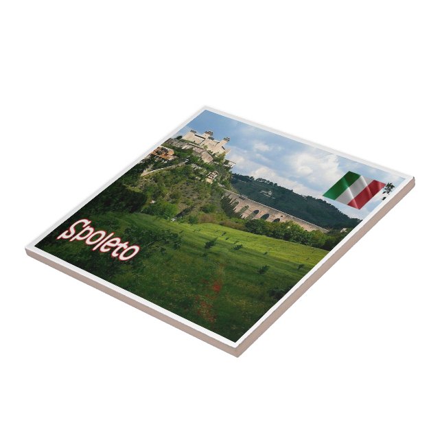 Azulejo De Cerâmica UMB010 SPOLETO, Panorama, Úmbria, Itália, (Lateral)