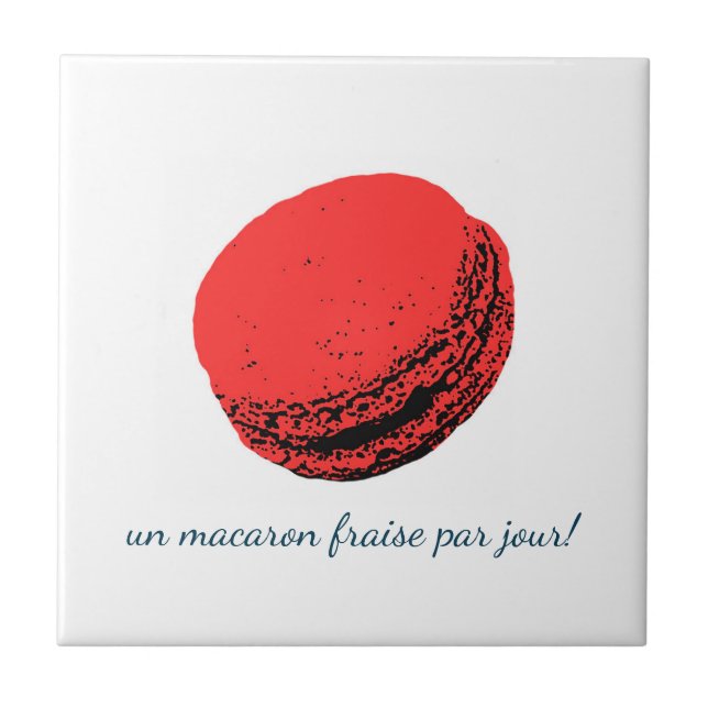 Azulejo De Cerâmica un macaron fraise par jour! (Frente)