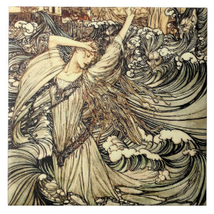 Azulejo De Cerâmica "Undine in the Waves" por Arthur Rackham