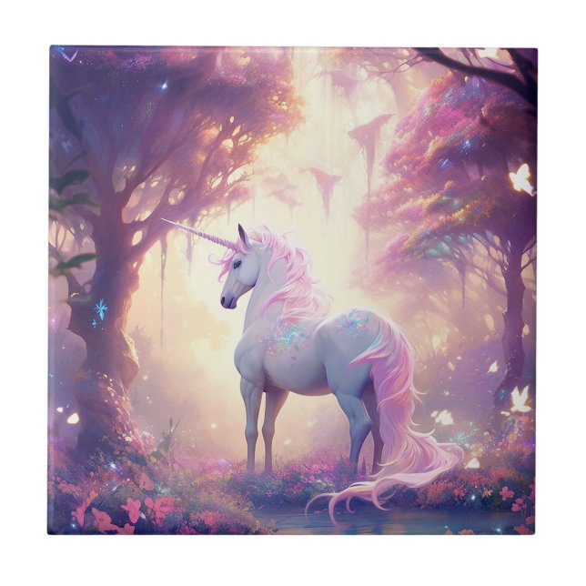 Azulejo De Cerâmica Unicorn Fantasy Art (Frente)