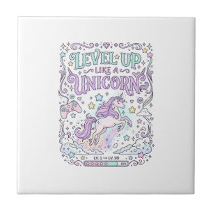 Azulejo De Cerâmica Unicorn Subir de Nível Como um Unicórnio Adorável 