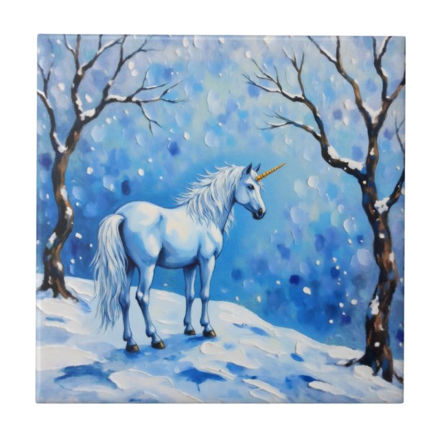 Azulejo De Cerâmica Unicórnio de inverno (Frente)