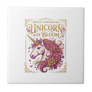 Azulejo De Cerâmica Unicórnio em Flor Desenho Elegante Zazzle_1