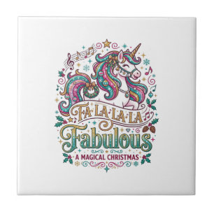 Azulejo De Cerâmica Unicórnio Fa La La La Fabuloso Fundo Branco Fofo